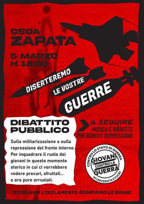 Diserteremo le vostre guerre