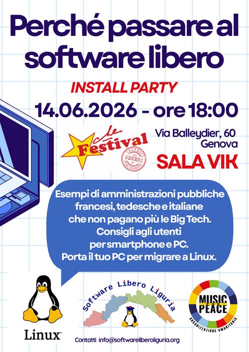 Perché passare al software libero? Ve lo spieghiamo al Che festival di Music for peace.