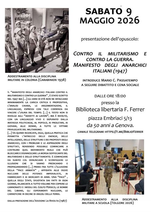 Contro il militarismo e contro la guerra