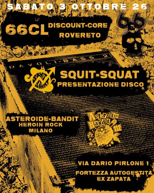 Concerto punk: 66CL + Squit Squat + Asteroide Bandit